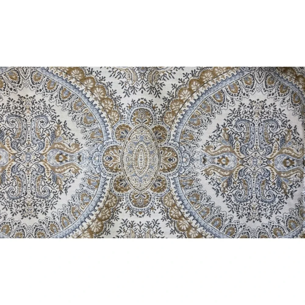 J. QUEEN COLETTE FRENCH MEDALLION BLUE CAMEL KING PILLOW SHAM 24X38